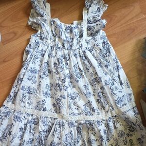 Floral Blue and White Kids Dress